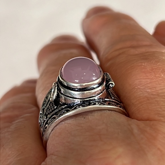 #253 Rose Chalcedony Poison ☠️ Ring 💍 Handcrafted Size 8.75 NWOT - Picture 4 of 14